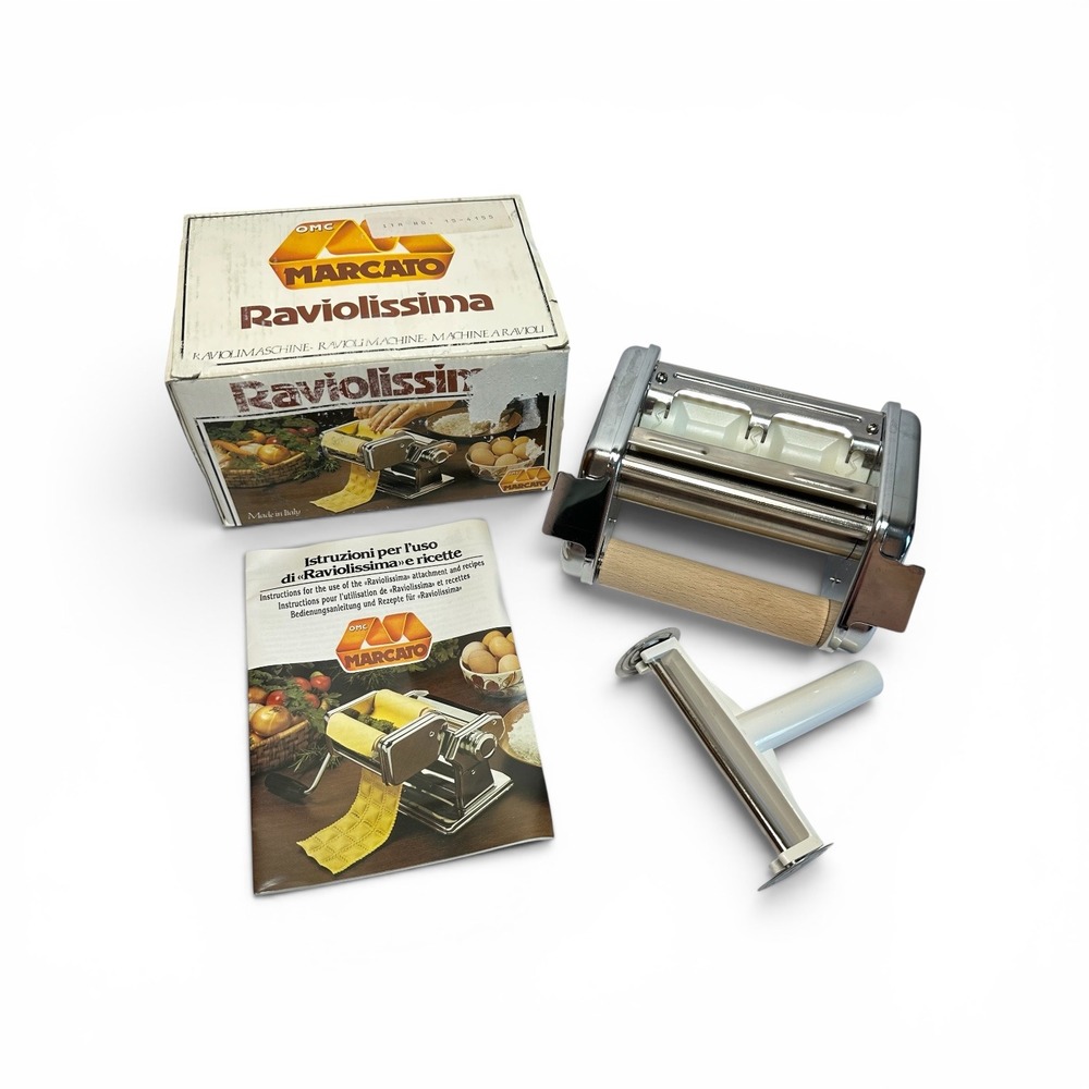 Marcato Raviolissima Pasta Attachment Italian Ravioli Maker w/Book Made in Italy